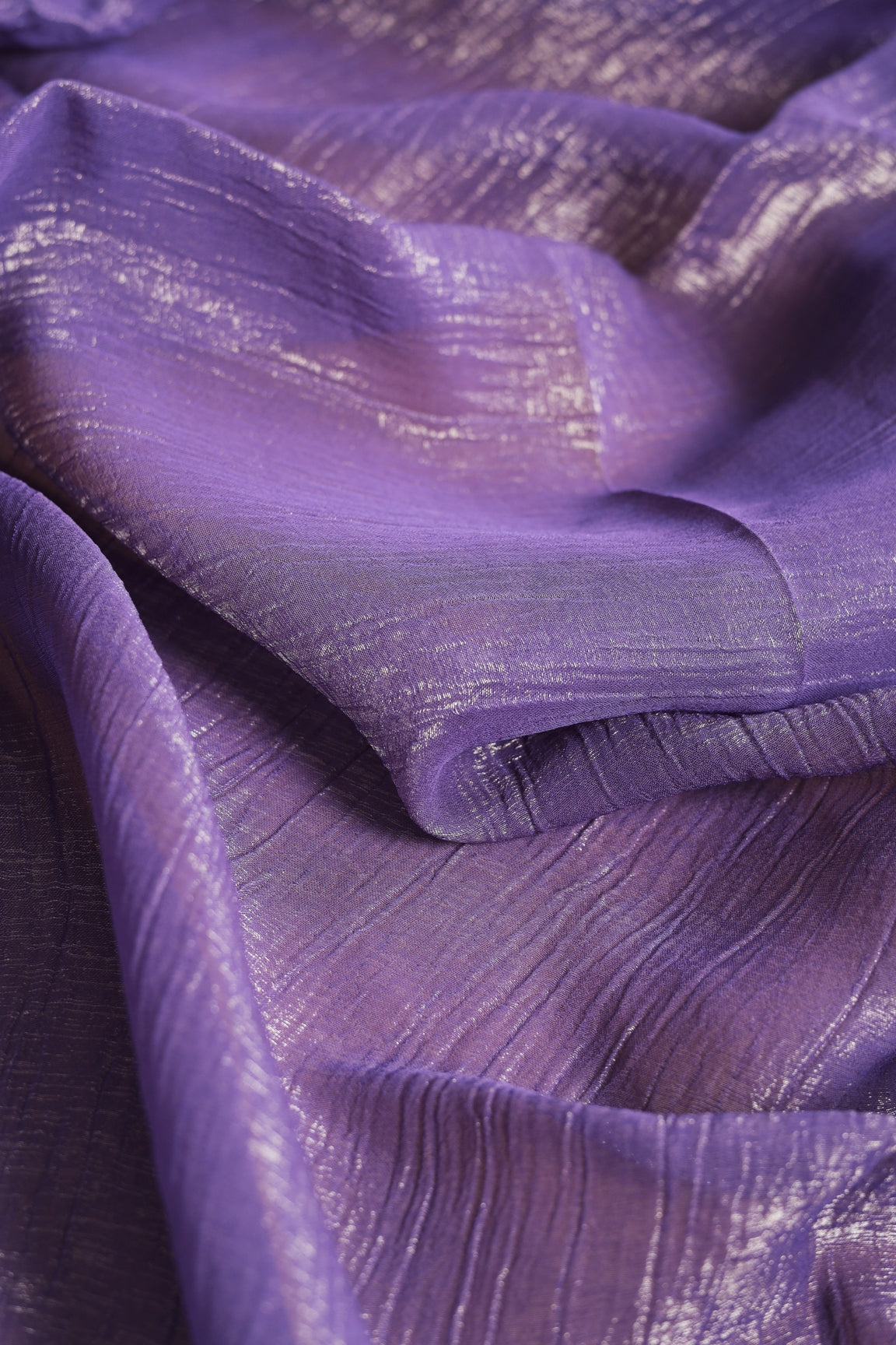 Elegant Purple Shimmer Tissue Silk Crunchy Party Wear Saree