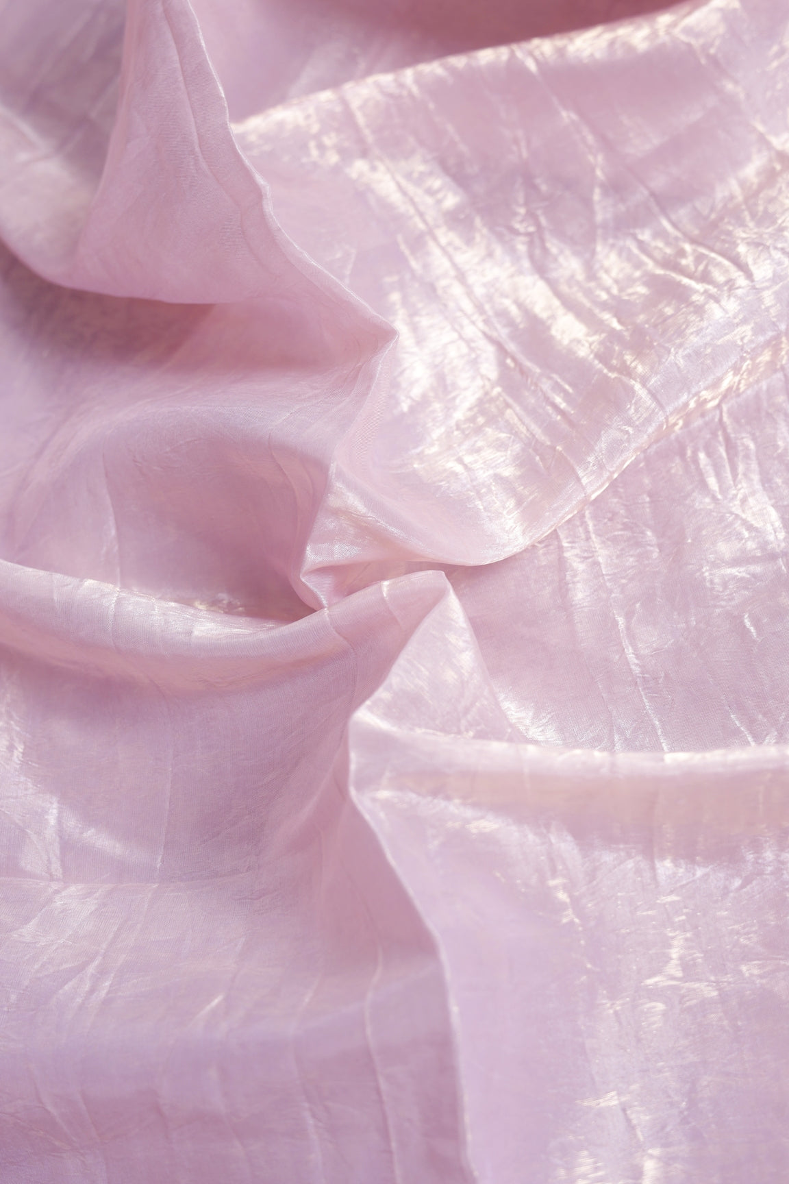 Elegant Light Pink Tissue Silk Crunchy Party Wear Saree