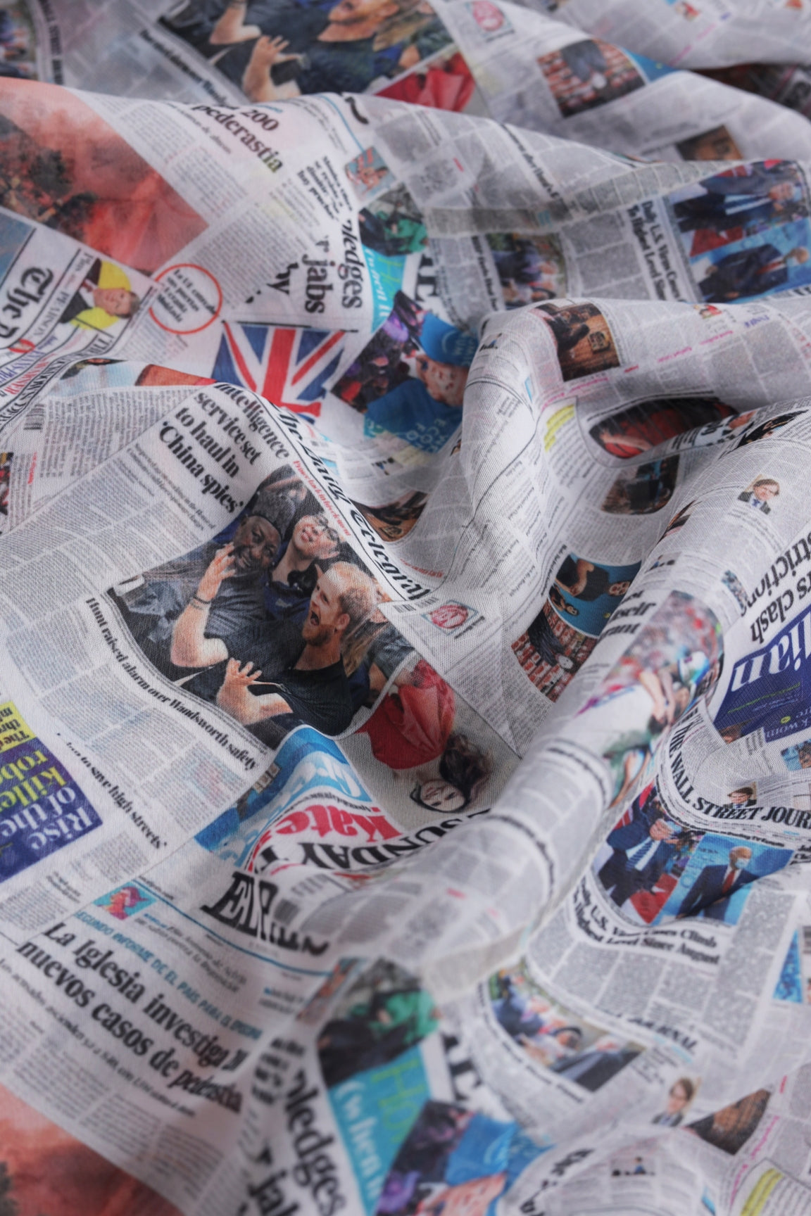 Elegant Newspaper Print Georgette Designer Saree