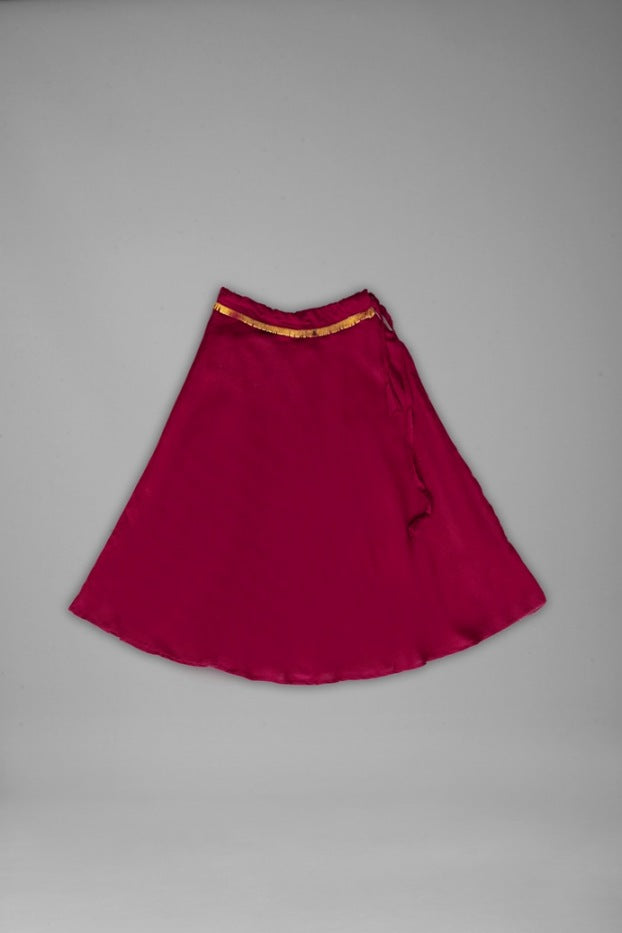 Girls Halter Neck Foil Printed Top And Full Flair Lehenga Choli With Belly Lace