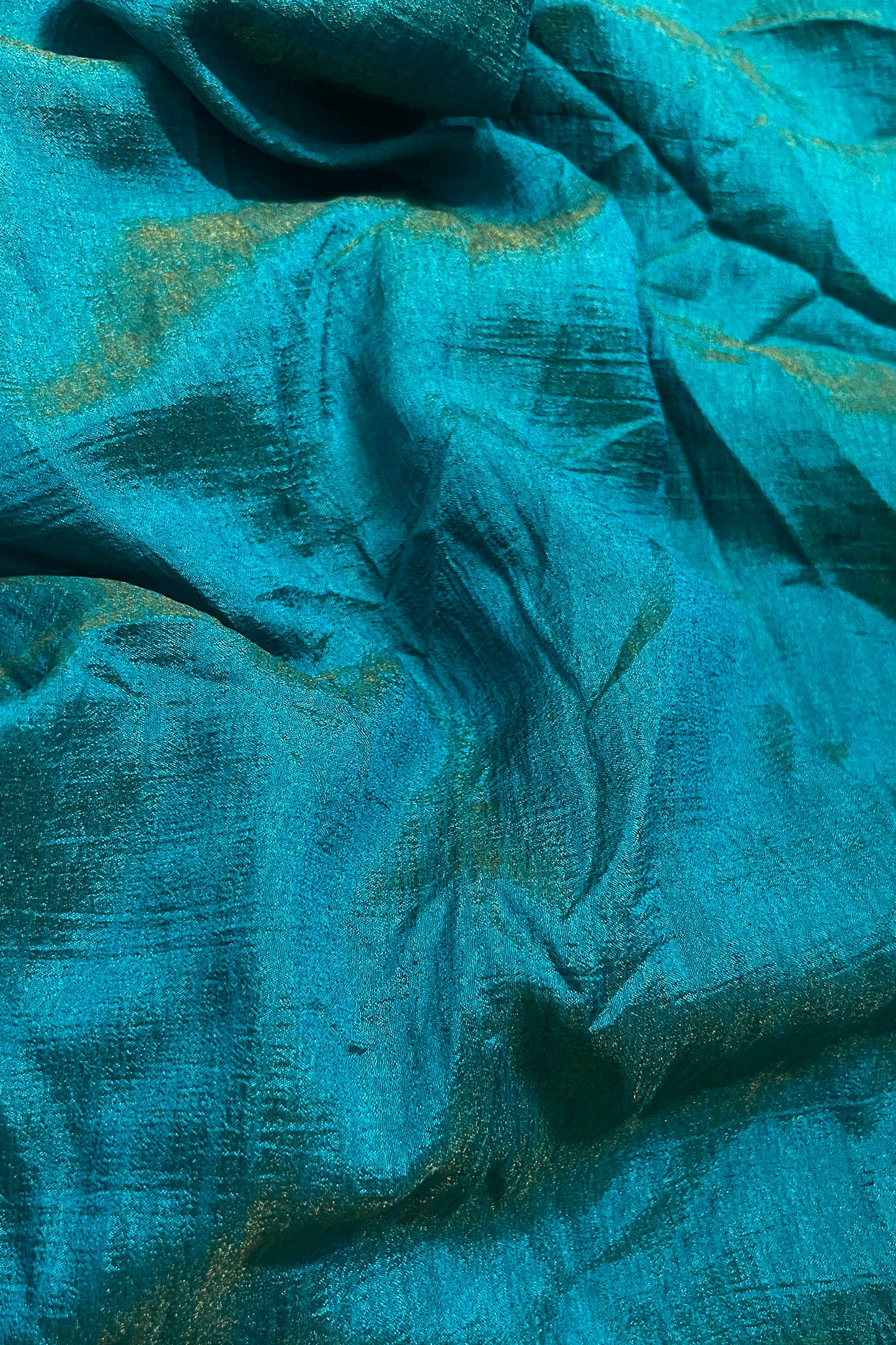 Turquoise Blue Shimmer Silk Blend Two Tone Party Wear Saree