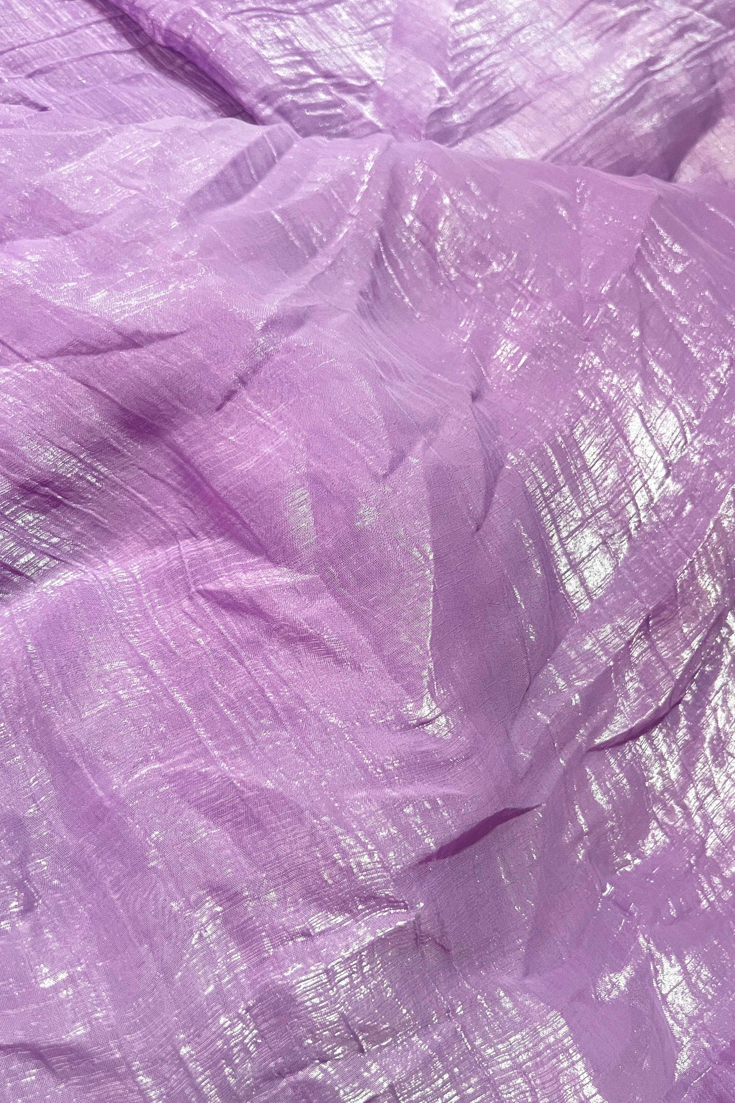 Elegant Lavender Shimmer Tissue Silk Crunchy Party Wear Saree