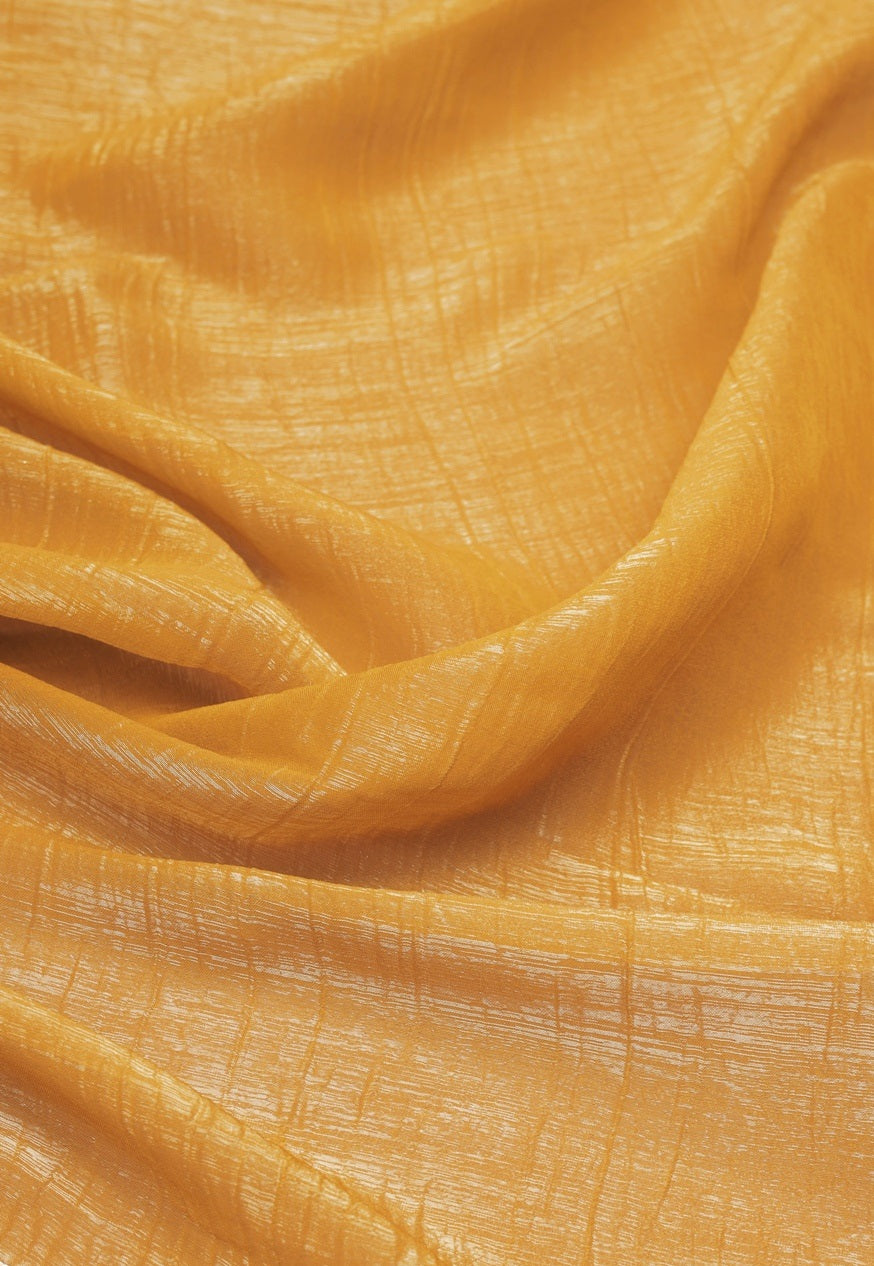 Elegant Musterd Shimmer Tissue Silk Crunchy Party Wear Saree