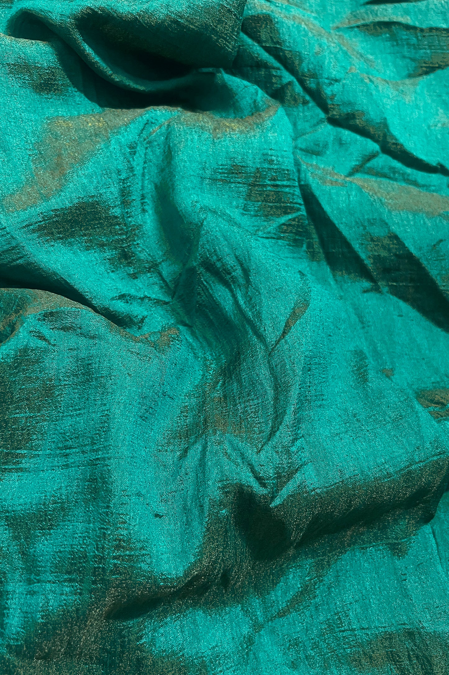 Teal Green Shimmer Silk Blend Two Tone Party Wear Saree