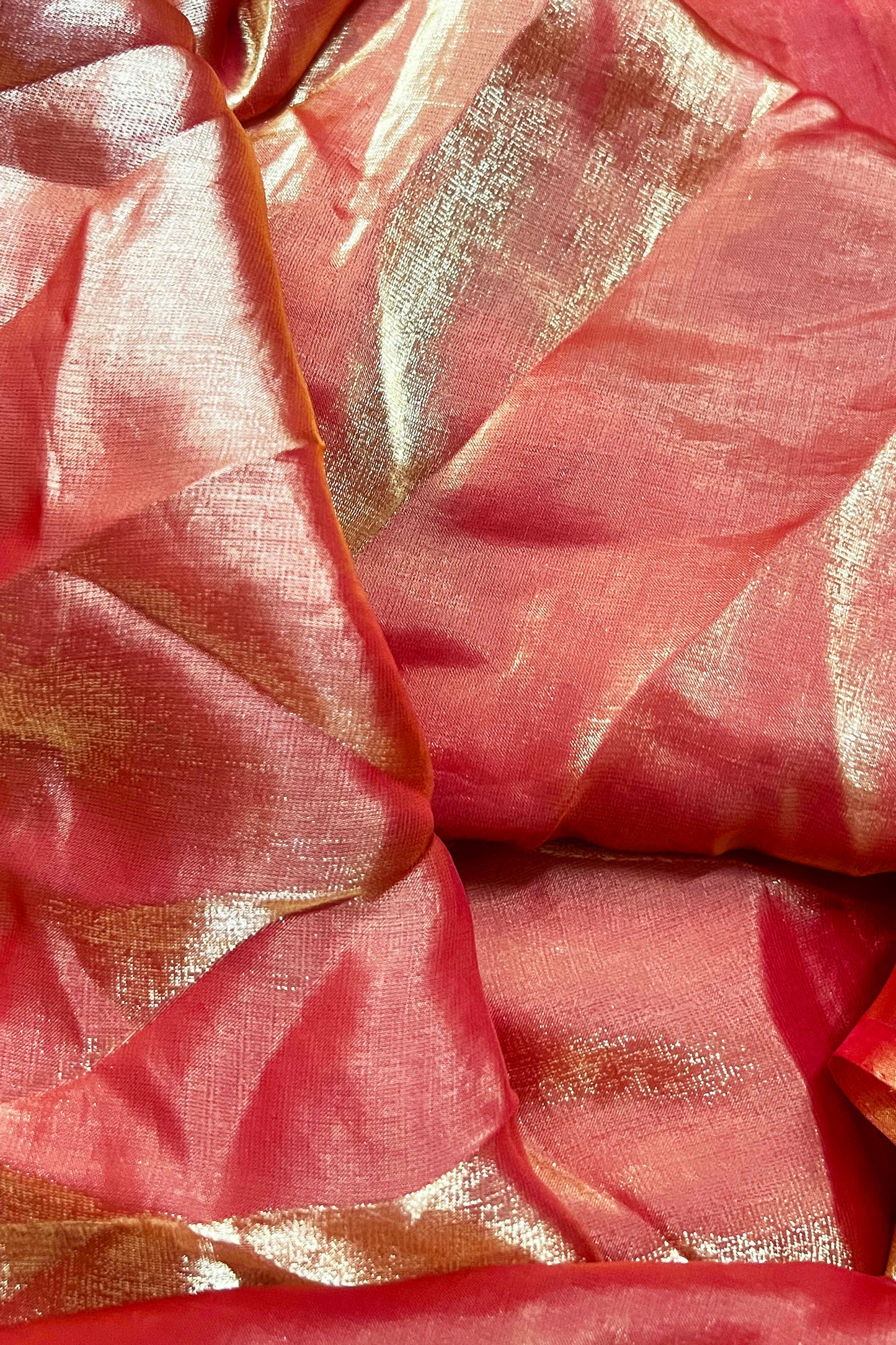 Elegant Orange Shimmer Satin Silk Two Tone Party Wear Saree