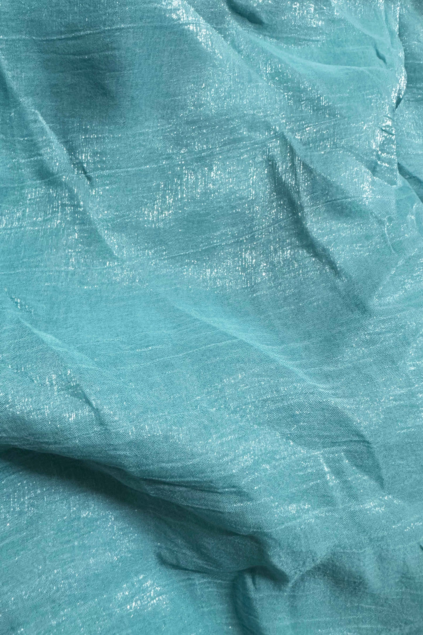 Elegant Sea Green Shimmer Tissue Silk Crunchy Party Wear Saree
