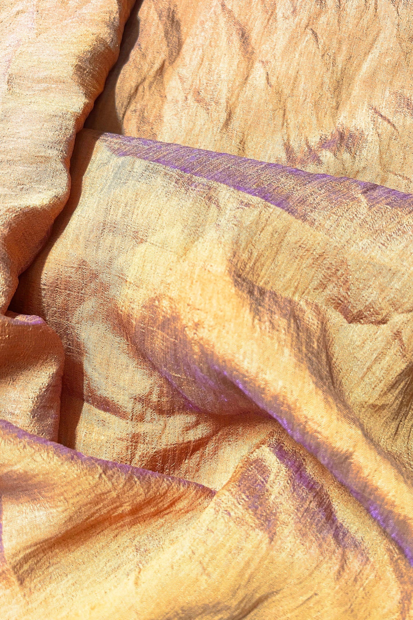 Yellow Gold Shimmer Silk Blend Two Tone Party Wear Saree