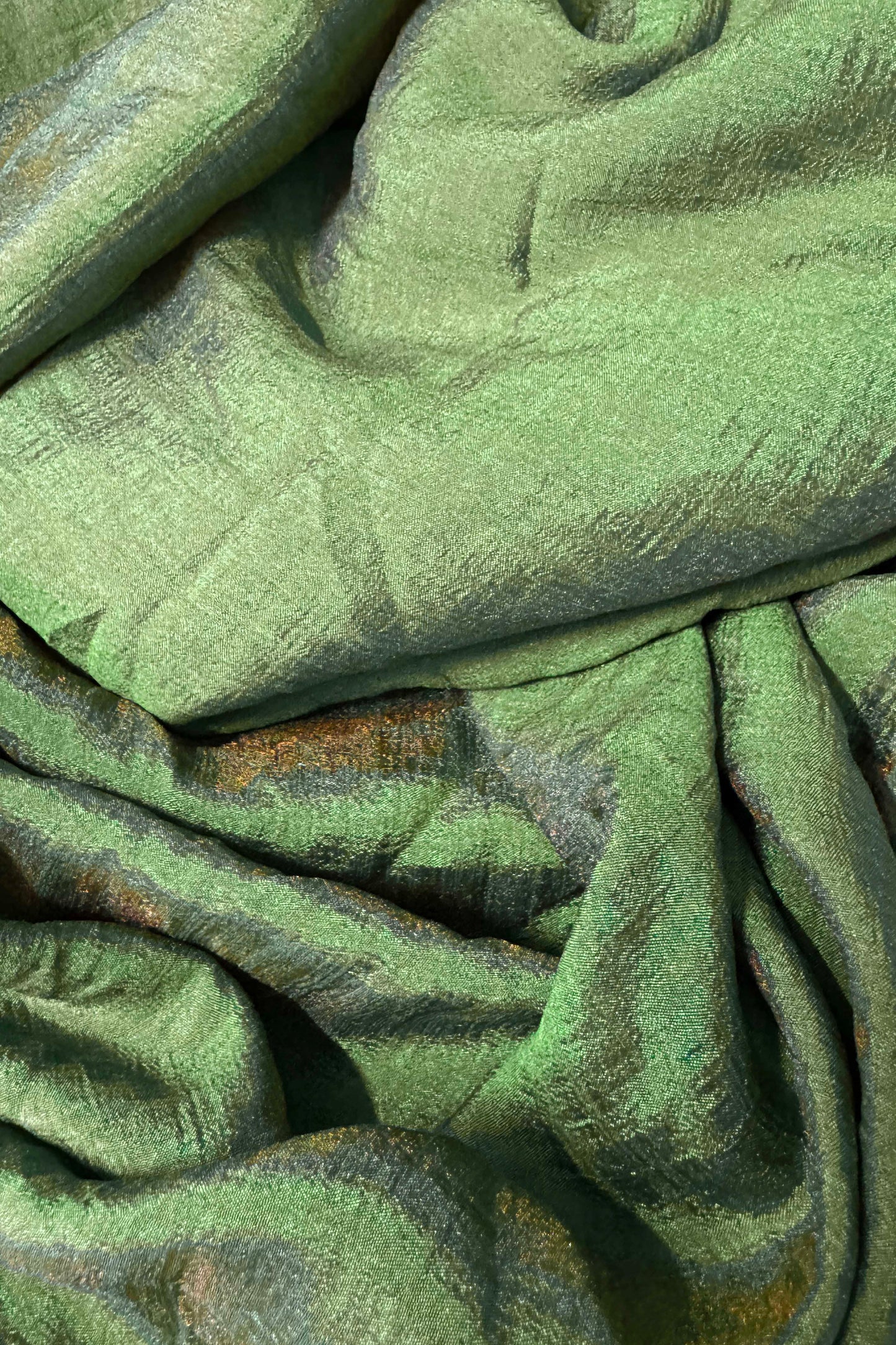 Olive Green Shimmer Silk Blend Two Tone Party Wear Saree