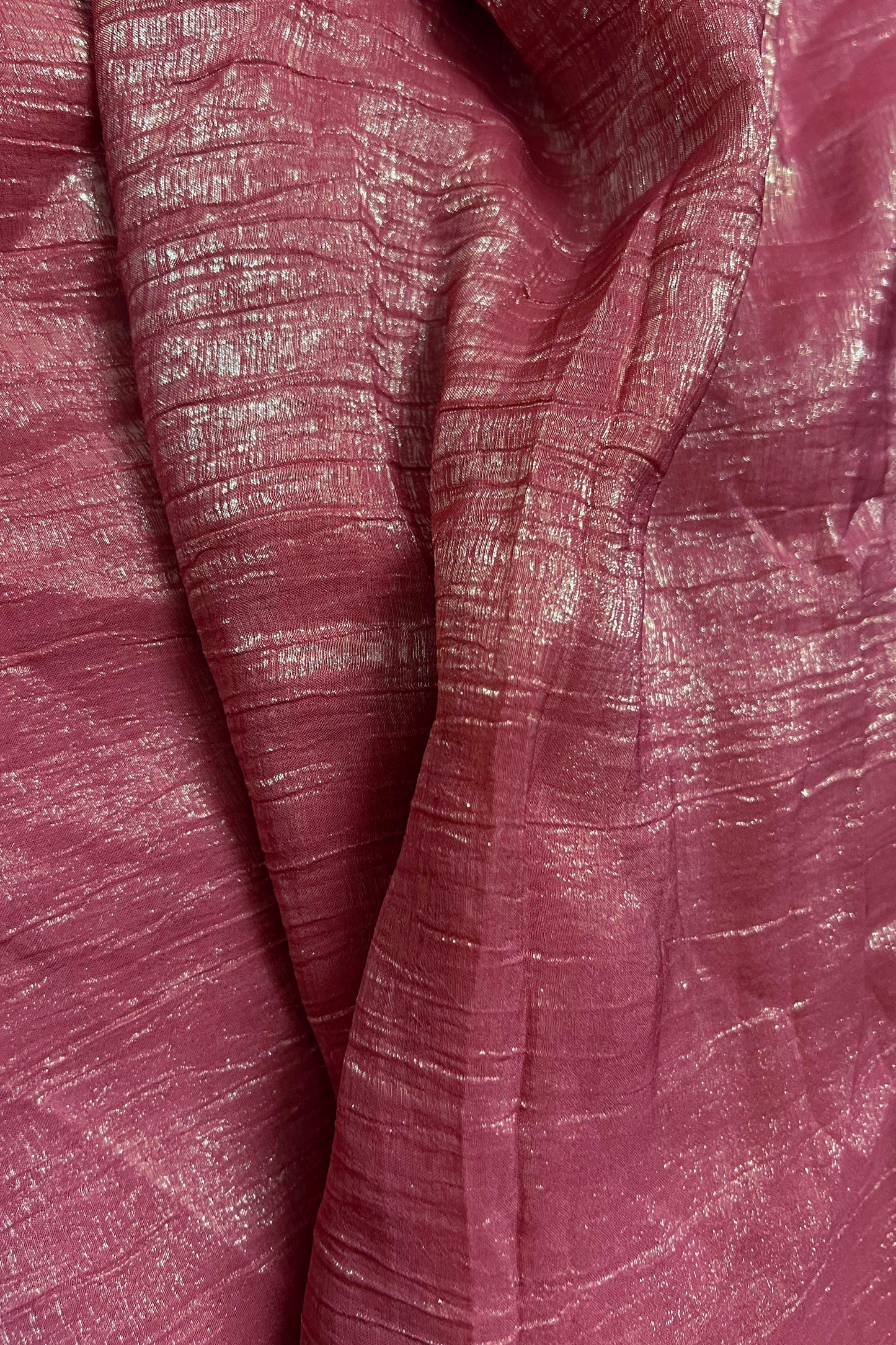Elegant Light Magenta Shimmer Tissue Silk Crunchy Party Wear Saree
