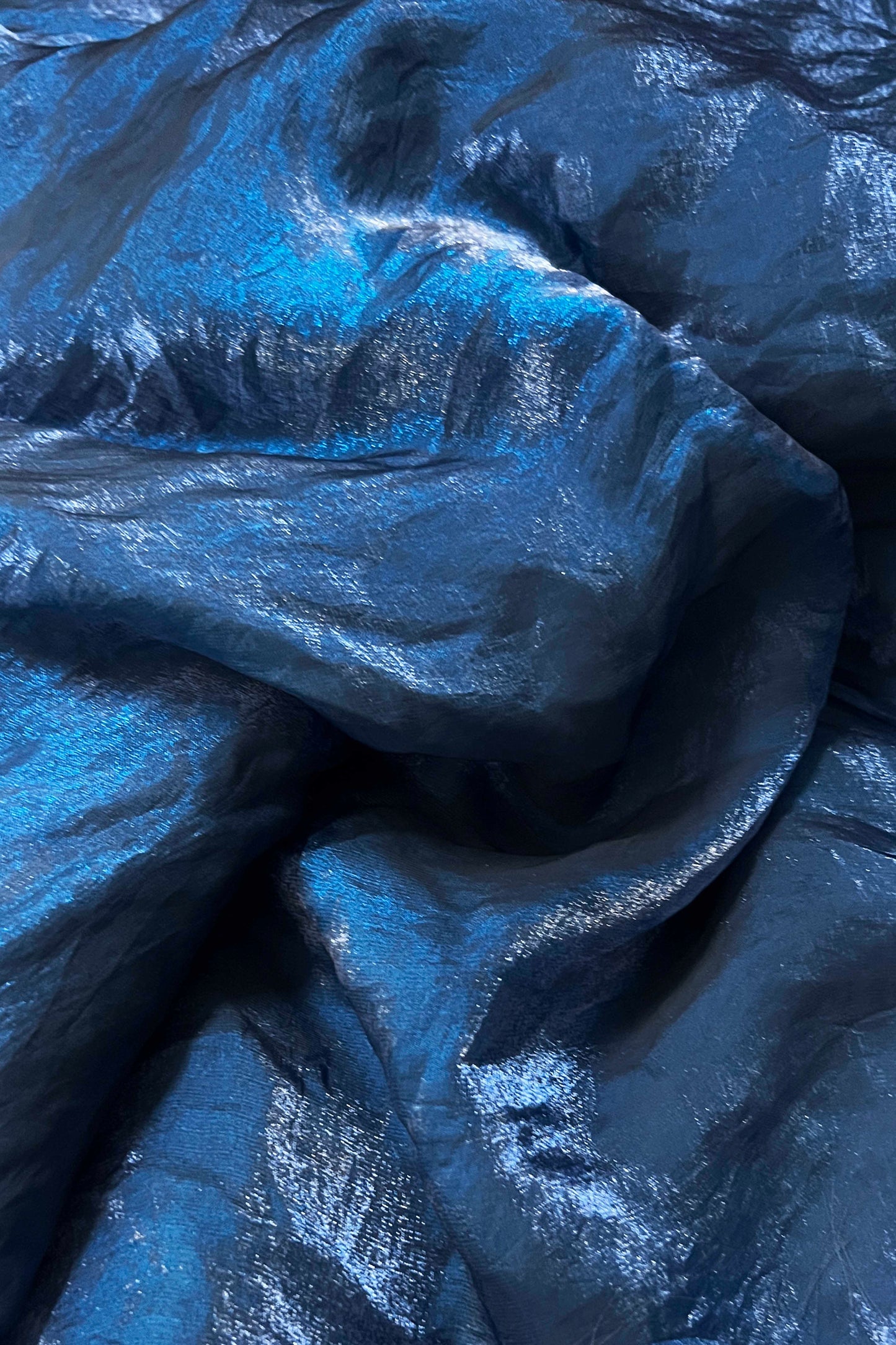 Elegant Peacock Blue Shimmer Satin Silk Two Tone Party Wear Saree