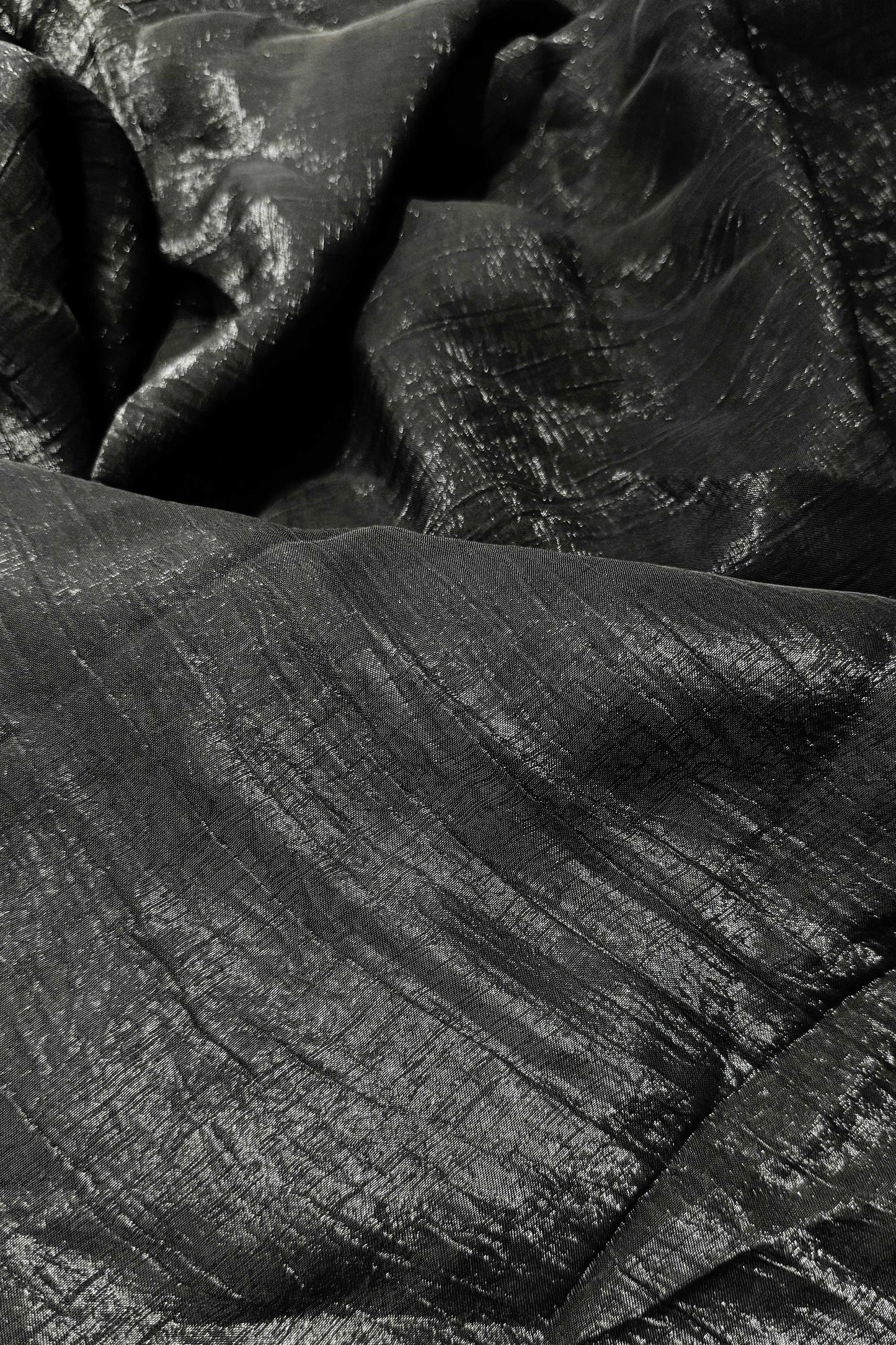 Elegant Black Shimmer Tissue Silk Crunchy Party Wear Saree