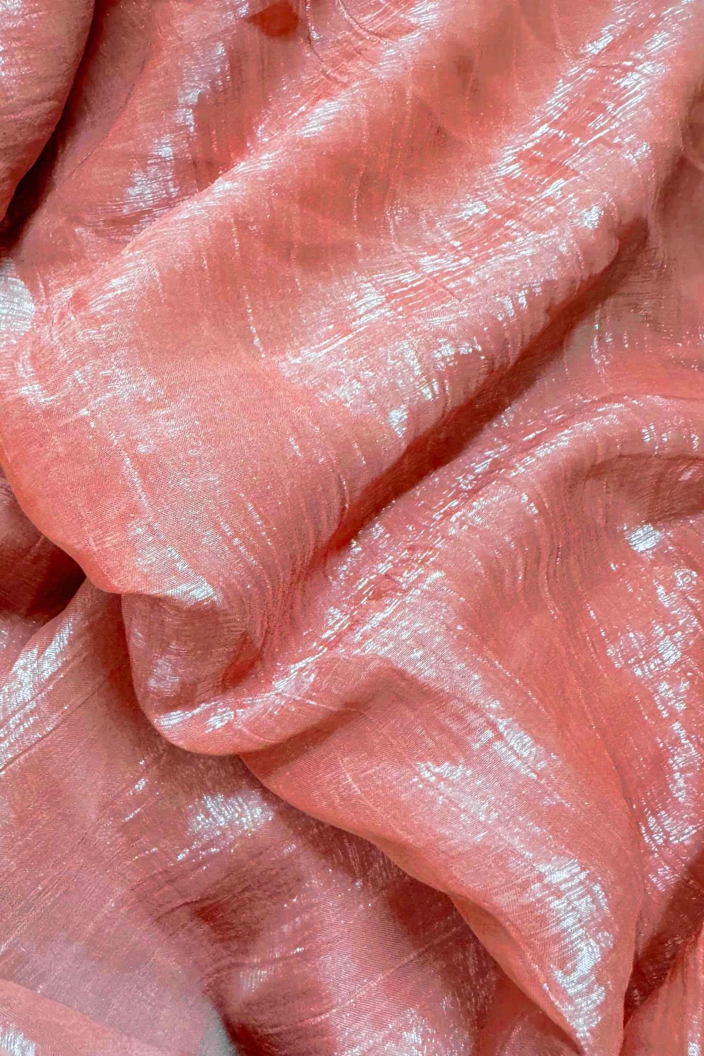 Elegant Rust Shimmer Tissue Silk Crunchy Party Wear Saree