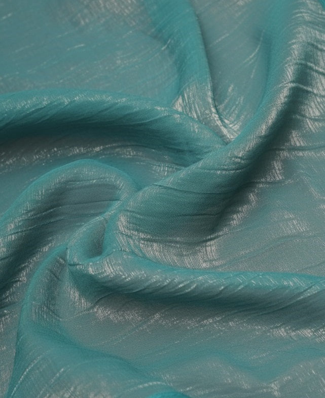 Elegant Bottle Green Shimmer Tissue Silk Crunchy Party Wear Saree