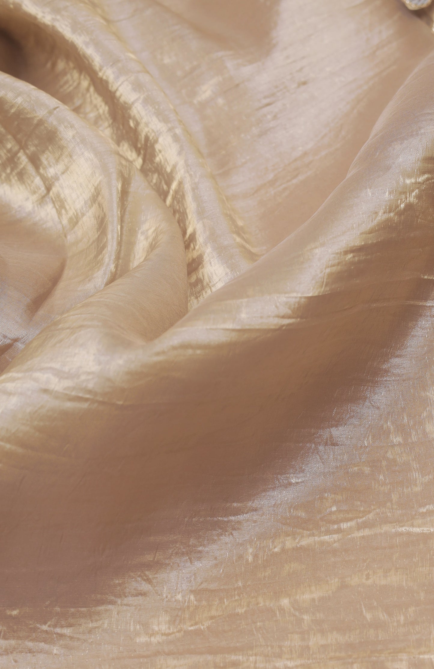 Elegant Gold Tissue Silk Crunchy Party Wear Saree