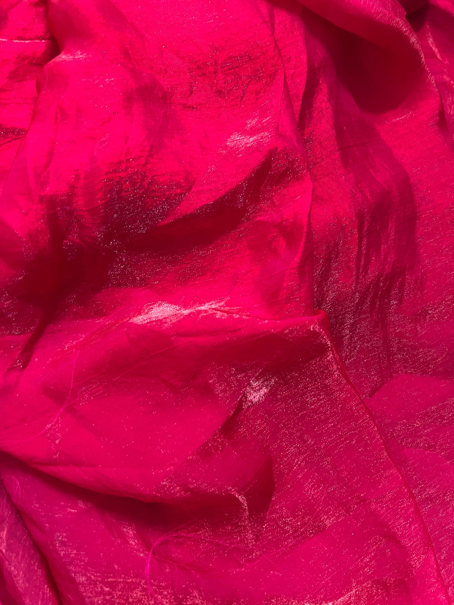 Elegant Rani Pink Shimmer Satin Silk Two Tone Party Wear Saree